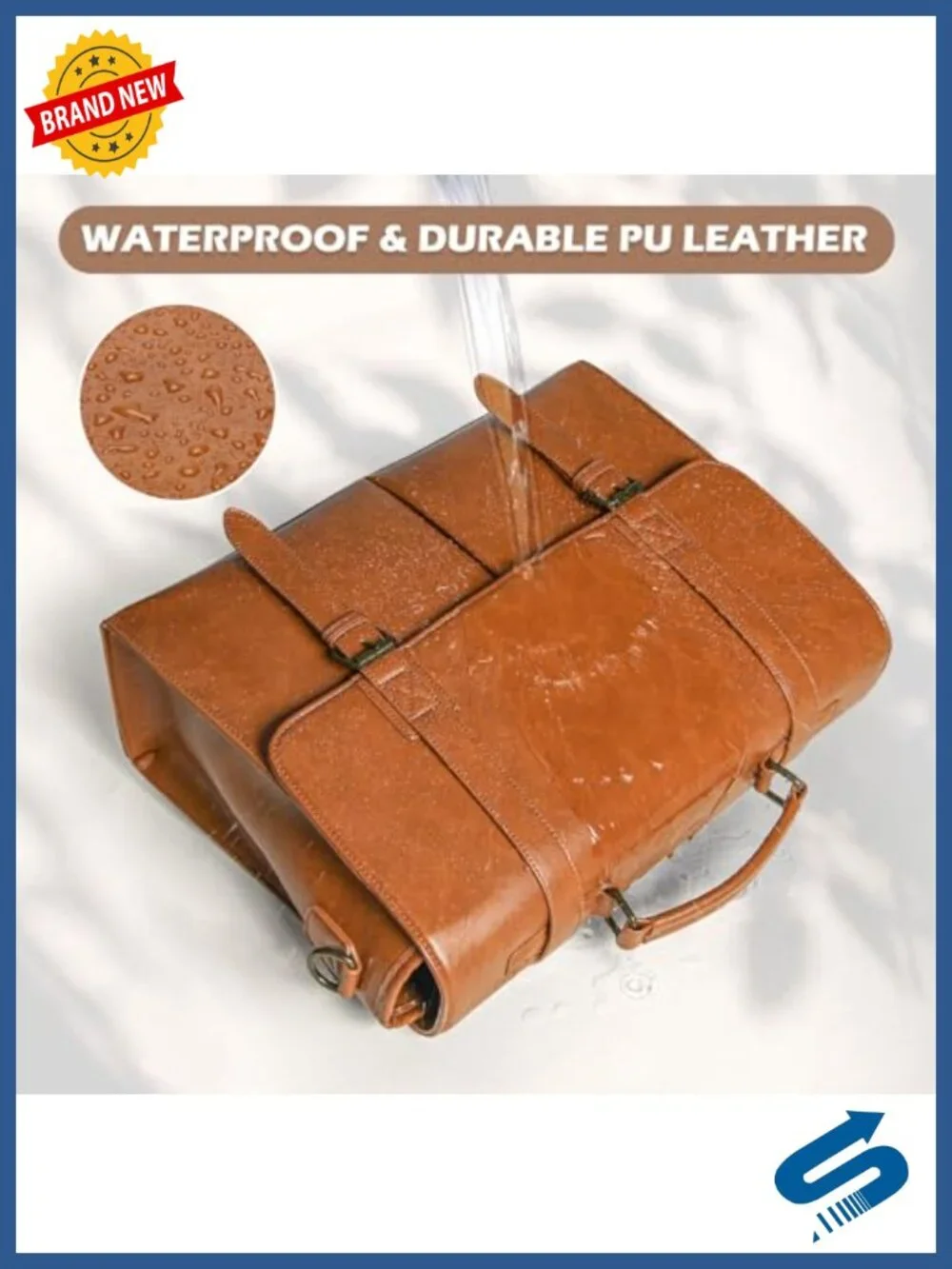 Vintage PU Leather Messenger Bag Laptop 15.6